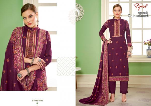 Fyra Kalamkaari Designer Wear Pashmina Designer Dress Material Collection